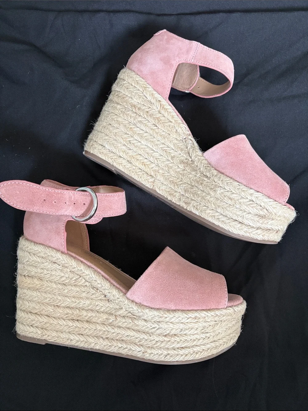 Marc Fisher Blush Suede Espadrille Wedge Sandal